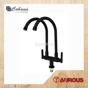 CABANA STAINLESS STEEL 304 PILLAR MOUNTED DOUBLE SPOUT KITCHEN SINK TAP (CB2547SS-BL)