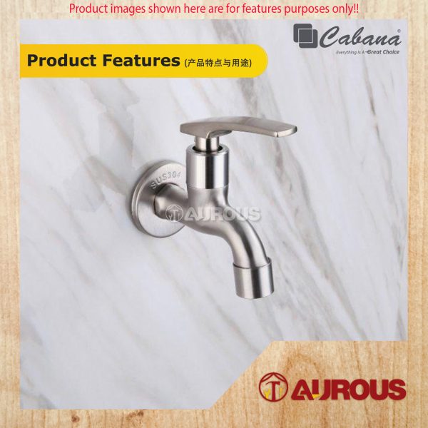 CABANA BATHROOM TOILET STAINLESS STEEL 304 BIB TAP WATER TAP FAUCET (CB2516SS / CB2516SS-GM) - Image 5
