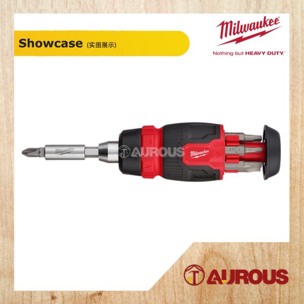 MILWAUKEE 8 IN 1 RACHETING COMPACT MULTI-BIT SCREWDRIVER 48-22-2913 - Image 3