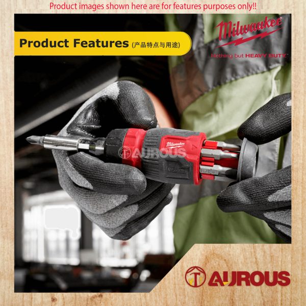 MILWAUKEE 8 IN 1 RACHETING COMPACT MULTI-BIT SCREWDRIVER 48-22-2913 - Image 7