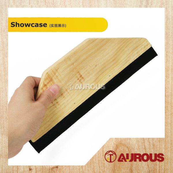 BIG RUBBER SCRAPER WITH WOOD HANDLE SOFT WALLPAPER SCRAPER SQUEEGEE TOOLS (3 1/2'' X 9 1/2'') - Image 4