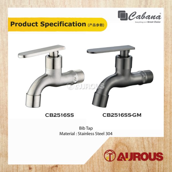 CABANA BATHROOM TOILET STAINLESS STEEL 304 BIB TAP WATER TAP FAUCET (CB2516SS / CB2516SS-GM) - Image 4