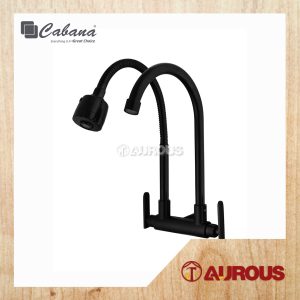 CABANA STAINLESS STEEL 304 WALL MOUNTED FLEXIBLE HEAD + 1 SPOUT KITCHEN SINK TAP (CB2542SS-BL)