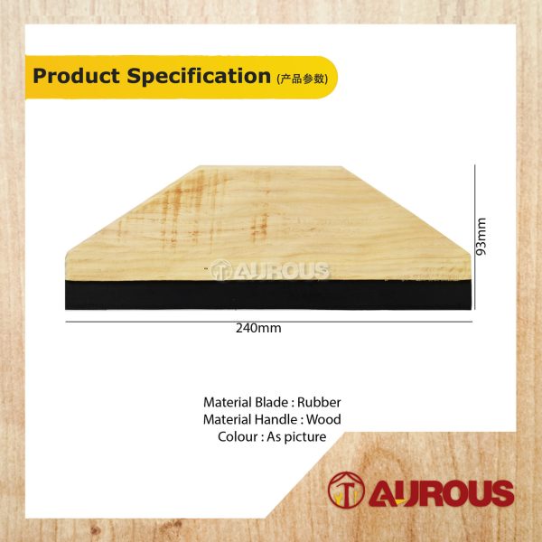 BIG RUBBER SCRAPER WITH WOOD HANDLE SOFT WALLPAPER SCRAPER SQUEEGEE TOOLS (3 1/2'' X 9 1/2'') - Image 5