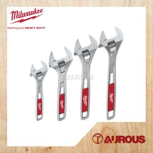 MILWAUKEE CHROME ADJUSTABLE WRENCH SPANNER (6'')48-22-7406 (8'')48-22-7508 (10'')48-22-7410 (12'')48-22-7412