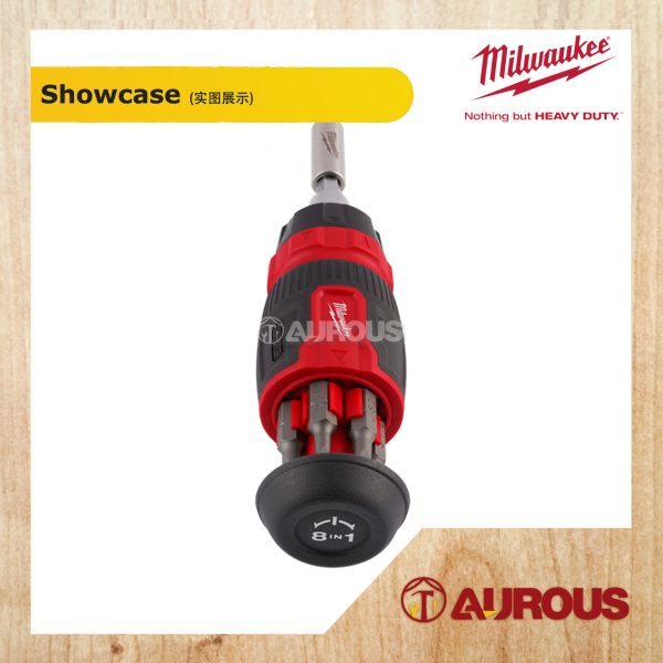MILWAUKEE 8 IN 1 RACHETING COMPACT MULTI-BIT SCREWDRIVER 48-22-2913 - Image 4