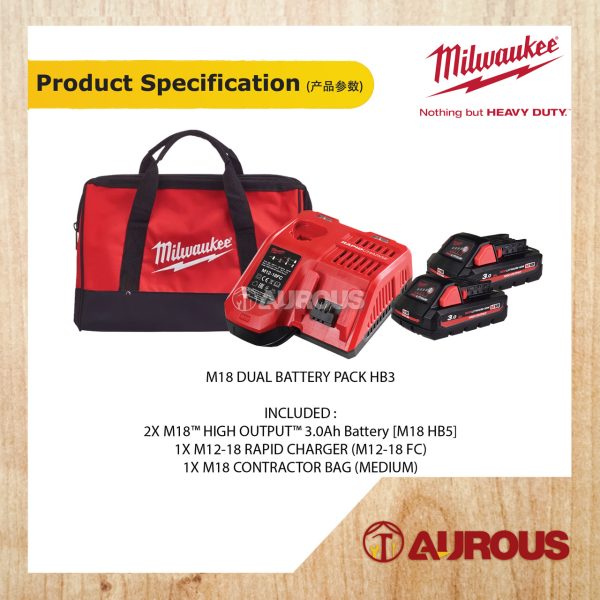 MILWAUKEE M18™ HIGH OUTPUT™ 3.0Ah REDLITHIUM™-ION DUAL BATTERY PACK HB3 - Image 5