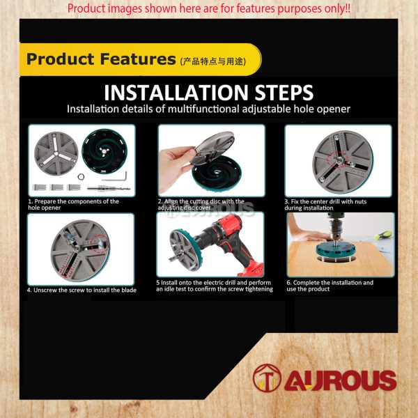 WOODWORKING ADJUSTABLE MULTIFUNCTUINAL PUNCHING SAW HOLE OPENER DILL BIT RANGE 45MM TO 130MM - Image 6