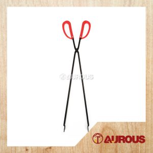CHARCOAL METAL TONG PICKER RUBBISH C/W RED HANDLE