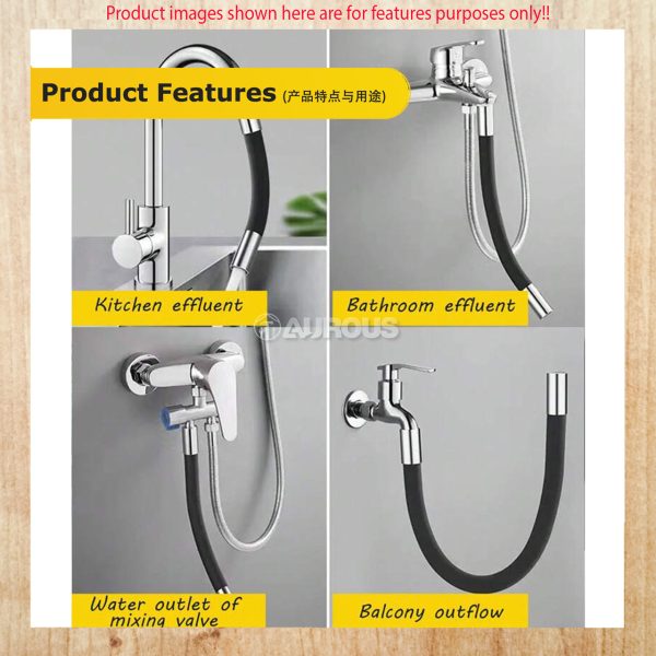 UNIVERSAL 360 DEGREE ROTATABLE FLEXIBLE FAUCET EXTENSION SILICONE FLEXIBLE HOSE HEAD SHOWER ATTACHMENT (20MM/30MM/50MM) - Image 8