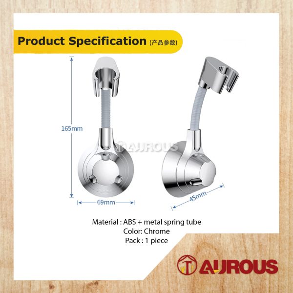 ABS CHROME SELF ADHESIVE UNIVERSAL 360 DEGREE ADJUSTABLWE BIDET SHOWER HEAD BRACKET HOLDER - Image 5
