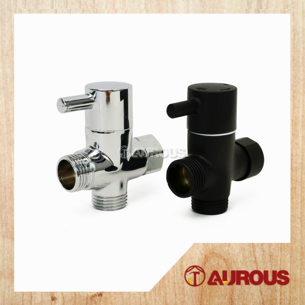 1/2'' COPPER SHOWER 3 WAY DIVERTER VALVE HALF TURN OPERATION (MATT BLACK / CHROME)