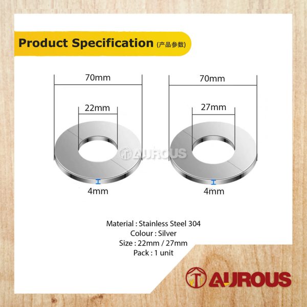 STAINLESS STEEL 304 WATER TAP FAUCET DECORATIVE DETACHABLE COVER (22MM/27MM) - Image 5