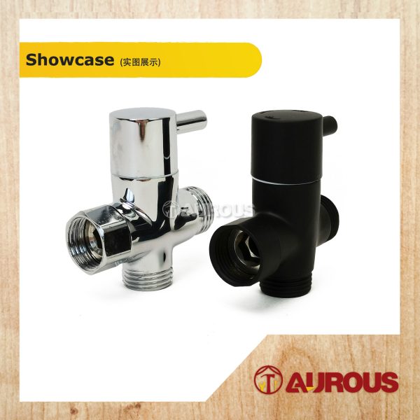 1/2'' COPPER SHOWER 3 WAY DIVERTER VALVE HALF TURN OPERATION (MATT BLACK / CHROME) - Image 2