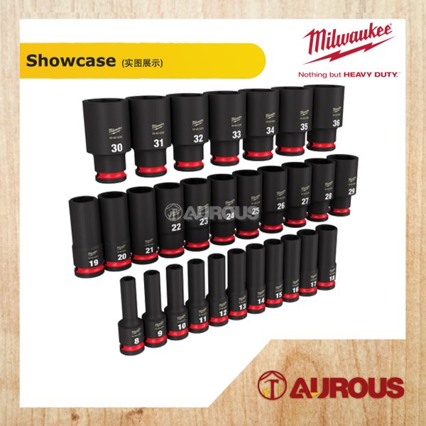 MILWAUKEE 29 PCS SHOCKWAVE IMPACT DUTY 1/2'' DRIVE METRIC DEEP SOCKET SET 8MM-36MM (49-66-7015) - Image 3
