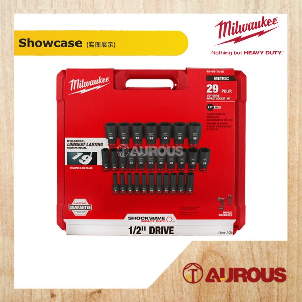 MILWAUKEE 29 PCS SHOCKWAVE IMPACT DUTY 1/2'' DRIVE METRIC DEEP SOCKET SET 8MM-36MM (49-66-7015) - Image 4