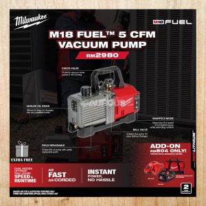 MILWAUKEE M18 FUEL 5 CFM VACUUM PUMP M18 FVP5-0 (BARE TOOL)