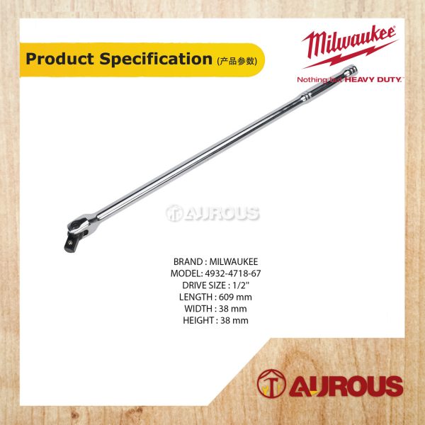 MILWAUKEE 1/2'' DRIVE BREAKER BAR 609MM (24") 4932-4718-67 - Image 4