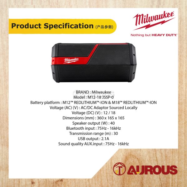 MIILWAUKEE M12-M18 BLUETOOTH JOBSITE SPEAKER M12-18 JSSP-0 (BARE TOOL) - Image 6