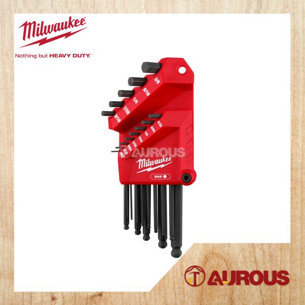 MILWAUKEE 13 KEY BALL END L-KEY HEX KEY SET 48-22-2185 SAE SIZE 050-3/8