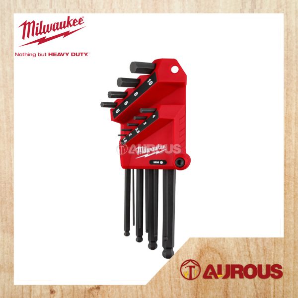 MILWAUKEE 9 KEY L-STYLE BALL END HEX KEY SET 48-22-2186 METRIC SIZE 1.5 -10MM