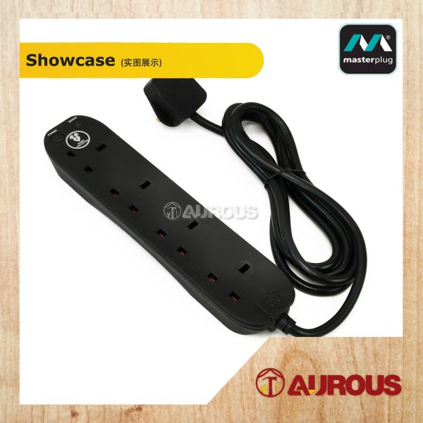 MASTERPLUG EXTENSION LEAD SURGE PROTECTED POWER SOCKET 2M X 4 GANG (SRG42NB) - Image 2