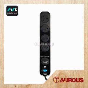 MASTERPLUG EXTENSION LEAD SURGE PROTECTED SOCKET C/W 2 USB POWER 2M X 4 GANG (SRGLSU42PB)