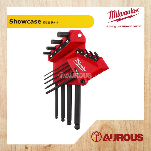 MILWAUKEE 9 KEY L-STYLE BALL END HEX KEY SET 48-22-2186 METRIC SIZE 1.5 -10MM - Image 2