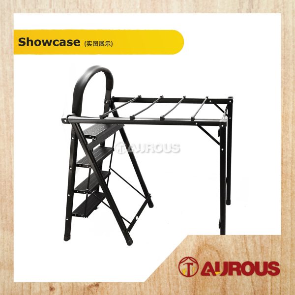 MULTIFUNCTIONAL INDOOR HOUSEHOLD FOLDABLE PLATFORM LADDER WITH DRYING RACK (4 STEPS/5 STEPS) - Image 3