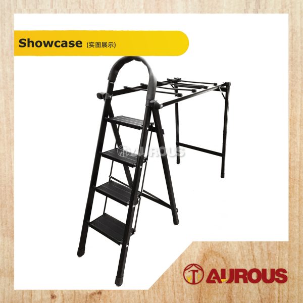 MULTIFUNCTIONAL INDOOR HOUSEHOLD FOLDABLE PLATFORM LADDER WITH DRYING RACK (4 STEPS/5 STEPS) - Image 2