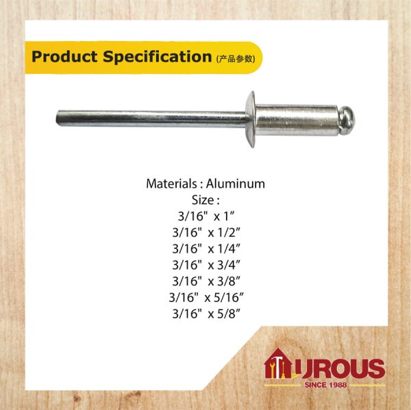 Aluminum Blind Rivets 3/16'' (100pcs) - Image 6