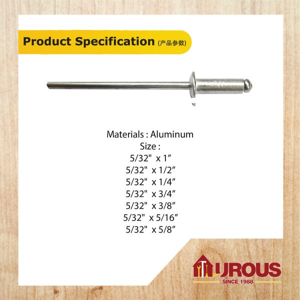 Aluminum Blind Rivets 5/32'' (100pcs) - Image 6