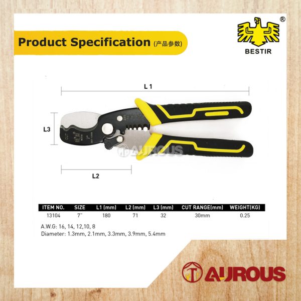 BESTIR 7'' CABLE WIRE CUTTER STRIPPER MULTI- FUNCTIONAL STRIPPING PLIERS CHARGING LINE / PEMOTONG WAYAR (13104) - Image 6