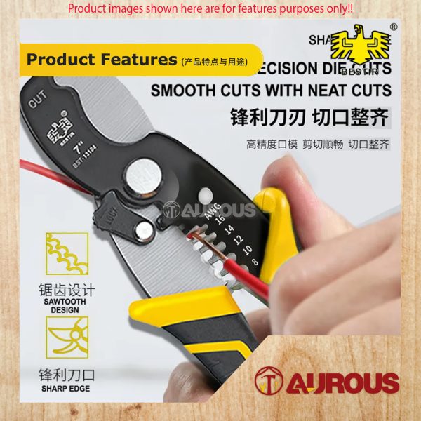 BESTIR 7'' CABLE WIRE CUTTER STRIPPER MULTI- FUNCTIONAL STRIPPING PLIERS CHARGING LINE / PEMOTONG WAYAR (13104) - Image 8