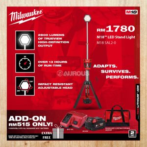 MILWAUKEE M18 LED STAND LIGHT (M18 SAL2-0 / M18 SAL2-501B)