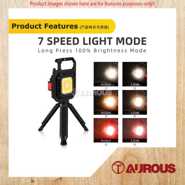 7 MODES MINI PORTABLE MULTI FUNCTIONAL USB RECHARGEABLE KEYCHAIN COB LED LIGHT WITH STAND (W5130) - Image 6