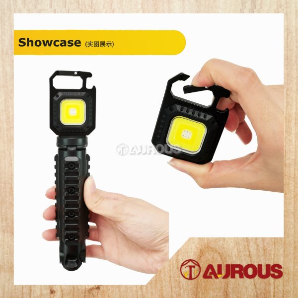 7 MODES MINI PORTABLE MULTI FUNCTIONAL USB RECHARGEABLE KEYCHAIN COB LED LIGHT WITH STAND (W5130) - Image 4