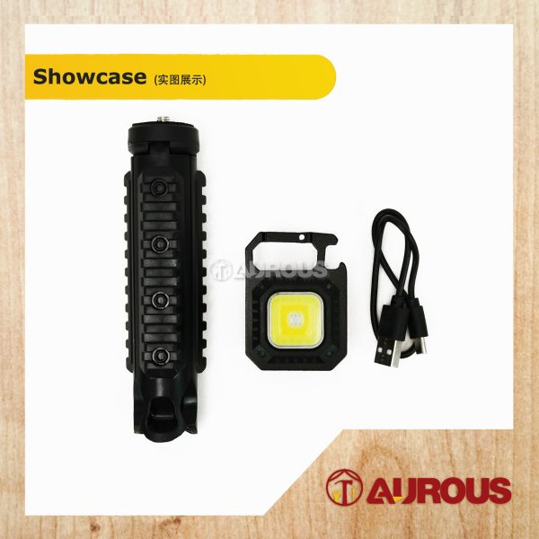 7 MODES MINI PORTABLE MULTI FUNCTIONAL USB RECHARGEABLE KEYCHAIN COB LED LIGHT WITH STAND (W5130) - Image 3