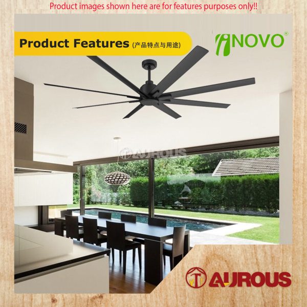 REGAIR INOVO TITANIUM 72'' CEILING FAN 8 BLADES WITH DC MOTOR 8+8 SPEED FORWARD REVERSE TITANIUM72-MB - Image 5