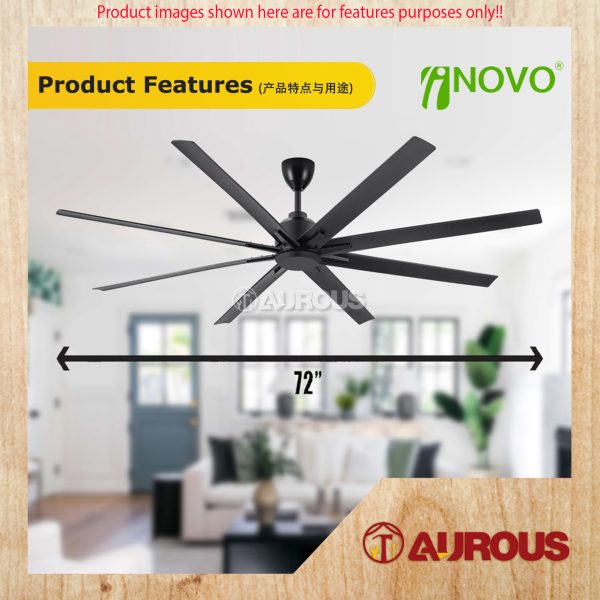 REGAIR INOVO TITANIUM 72'' CEILING FAN 8 BLADES WITH DC MOTOR 8+8 SPEED FORWARD REVERSE TITANIUM72-MB - Image 4