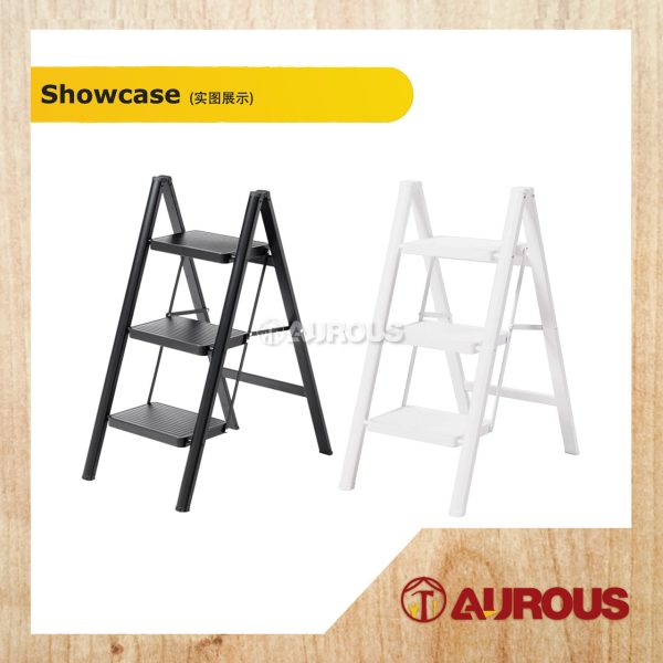 HOUSEHOLD HEAVY DUTY FOLDING STEEL PIPE PLATFORM LADDER WITHOUT HANDLE TYPE (BLACK/WHITE) (3 STEPS/4 STEPS) - Image 2