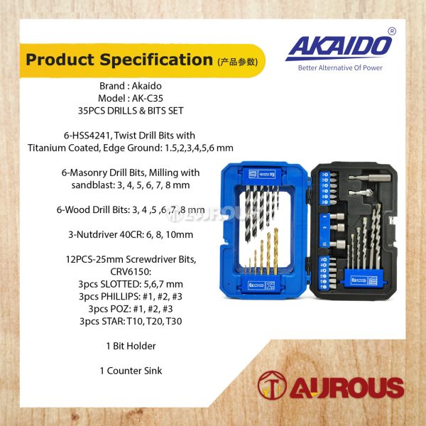 AKAIDO C35 DRILL & BIT COMBINATION SET (35PCS) AK-C35 - Image 6