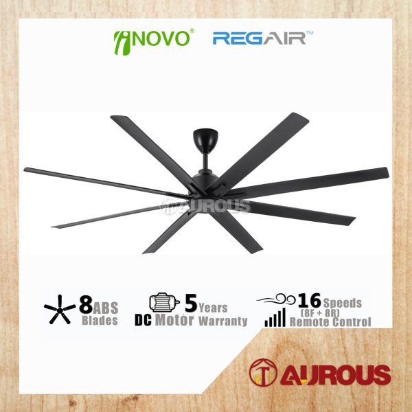 REGAIR INOVO TITANIUM 72'' CEILING FAN 8 BLADES WITH DC MOTOR 8+8 SPEED FORWARD REVERSE TITANIUM72-MB
