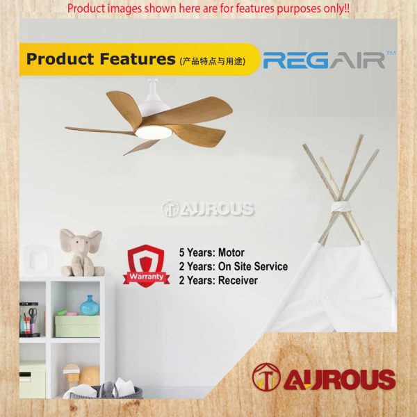 REGAIR INOVO ROZY 30'' 18W LED LIGHT CEILING FAN 5 BLADES WITH DC MOTOR 8+8 SPEED FORWARD REVERSE (ROZY 30) - Image 5