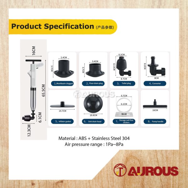 MULTIFUNCTIONAL SELF INFLATABLE PIPE PLUNGER AIR PRESSURE TOILET PUMP BLASTER - Image 5