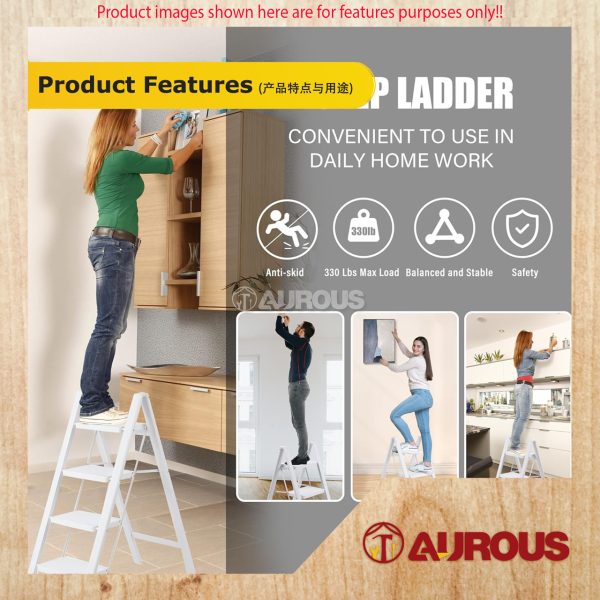 HOUSEHOLD HEAVY DUTY FOLDING STEEL PIPE PLATFORM LADDER WITHOUT HANDLE TYPE (BLACK/WHITE) (3 STEPS/4 STEPS) - Image 7