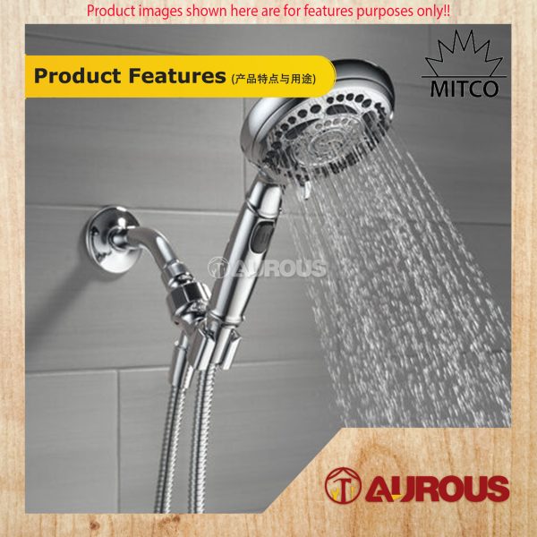 MITCO ABS CHROME 3 FUNCTIONS HAND SHOWER HEAD ONLY (M-9719H) - Image 4