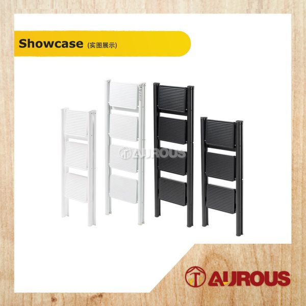 HOUSEHOLD HEAVY DUTY FOLDING STEEL PIPE PLATFORM LADDER WITHOUT HANDLE TYPE (BLACK/WHITE) (3 STEPS/4 STEPS) - Image 3