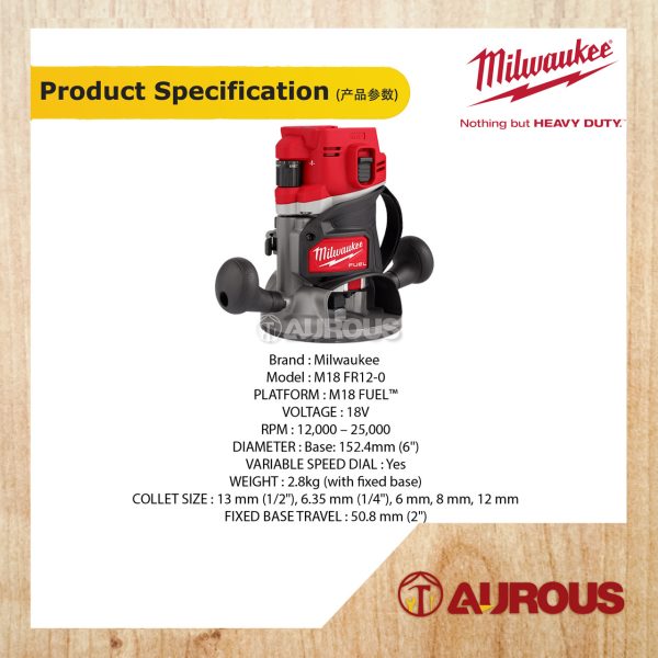 MILWAUKEE M18 FUEL MID SIZE ROUTER M18 FR12-0X0 (BARE TOOL) - Image 5