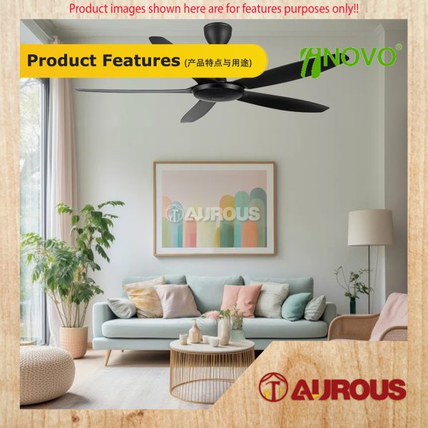 REGAIR INOVO A1/A1 BABY 40''/56'' CEILING FAN 5 BLADES WITH DC MOTOR 8+8 SPEED FORWARD REVERSE - Image 3